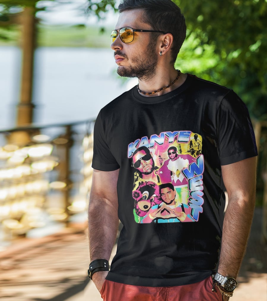 Kanye West Vintage Yeezy Bear Collage Hip Hop Rap Legend T-Shirt