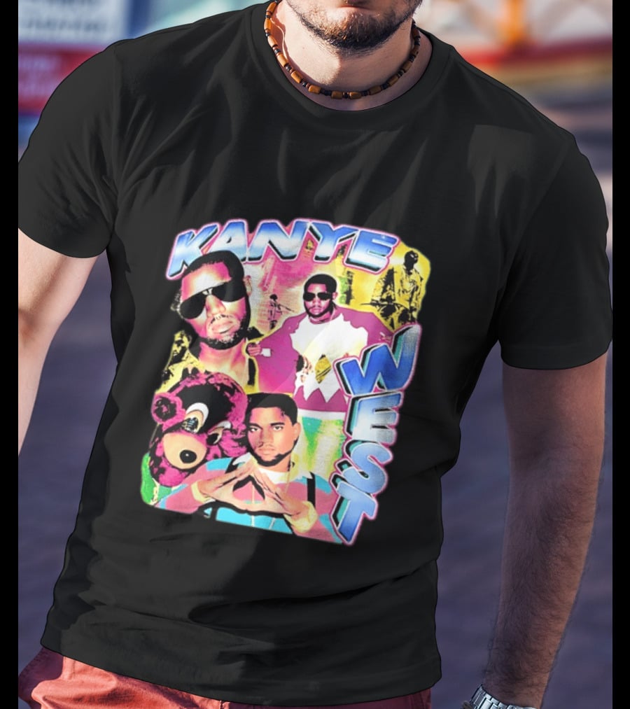 Kanye West Vintage Yeezy Bear Collage Hip Hop Rap Legend T-Shirt