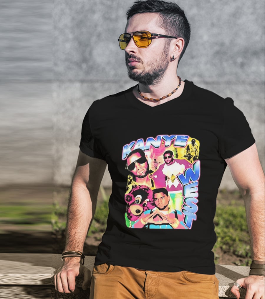 Kanye West Vintage Yeezy Bear Collage Hip Hop Rap Legend T-Shirt