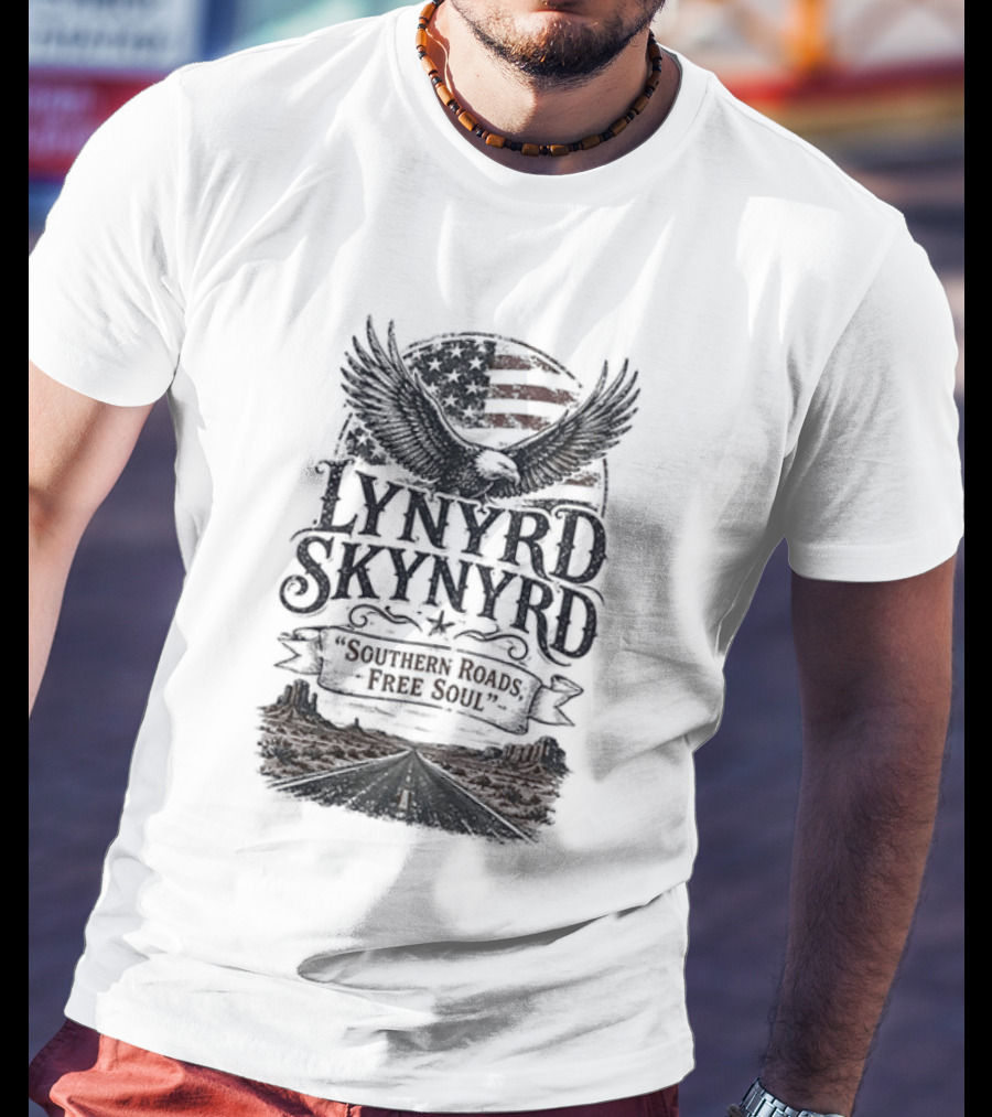 Lynyrd Skynyrd Southern Roads Free Soul American Flag Eagle T-Shirt