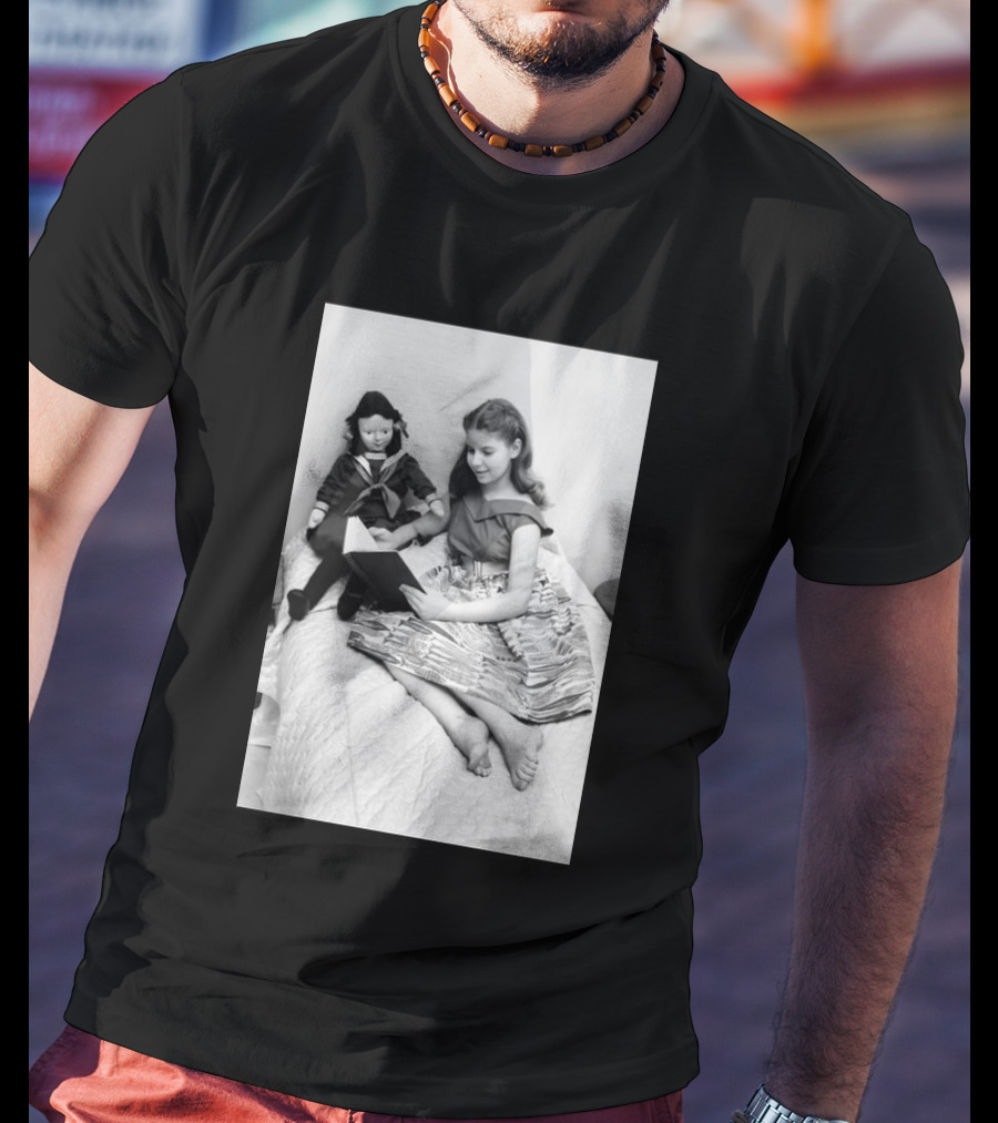 Robin Morgan Young Girl Reading With Doll Vintage Photograph T-Shirt