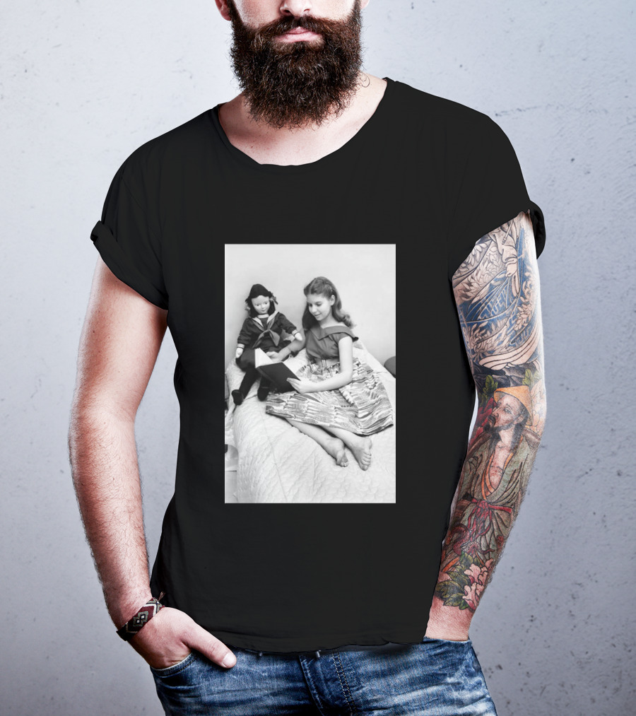Robin Morgan Young Girl Reading With Doll Vintage Photograph T-Shirt