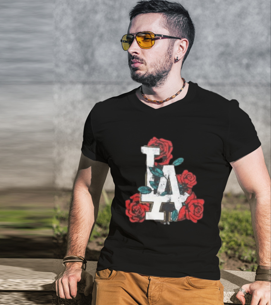 Los Angeles Dodgers LA Roses MLB Team Fan T-Shirt