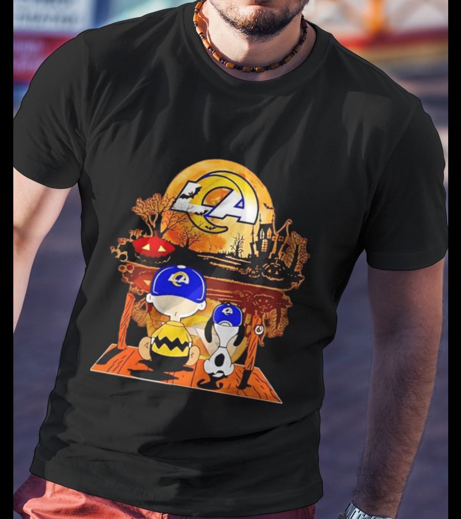 Los Angeles Rams Halloween With Charlie Brown And Snoopy T-Shirt