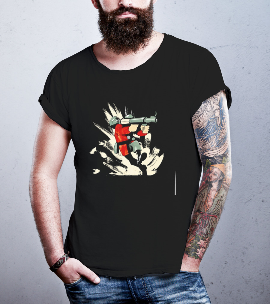 Team Fortress 2 Soldier Rocket Launcher Action Pose Explosive Blast T-Shirt