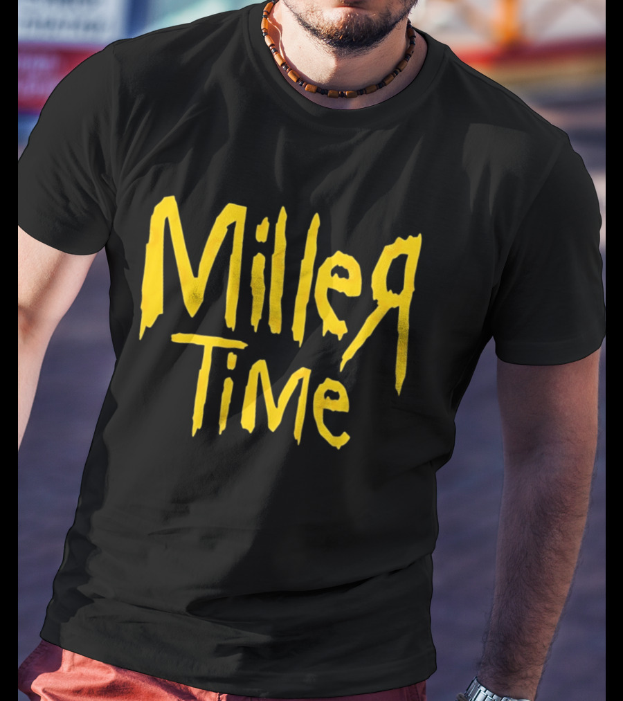 Miller Time Catchphrase Beer Culture Vintage Style Retro Yellow T-Shirt