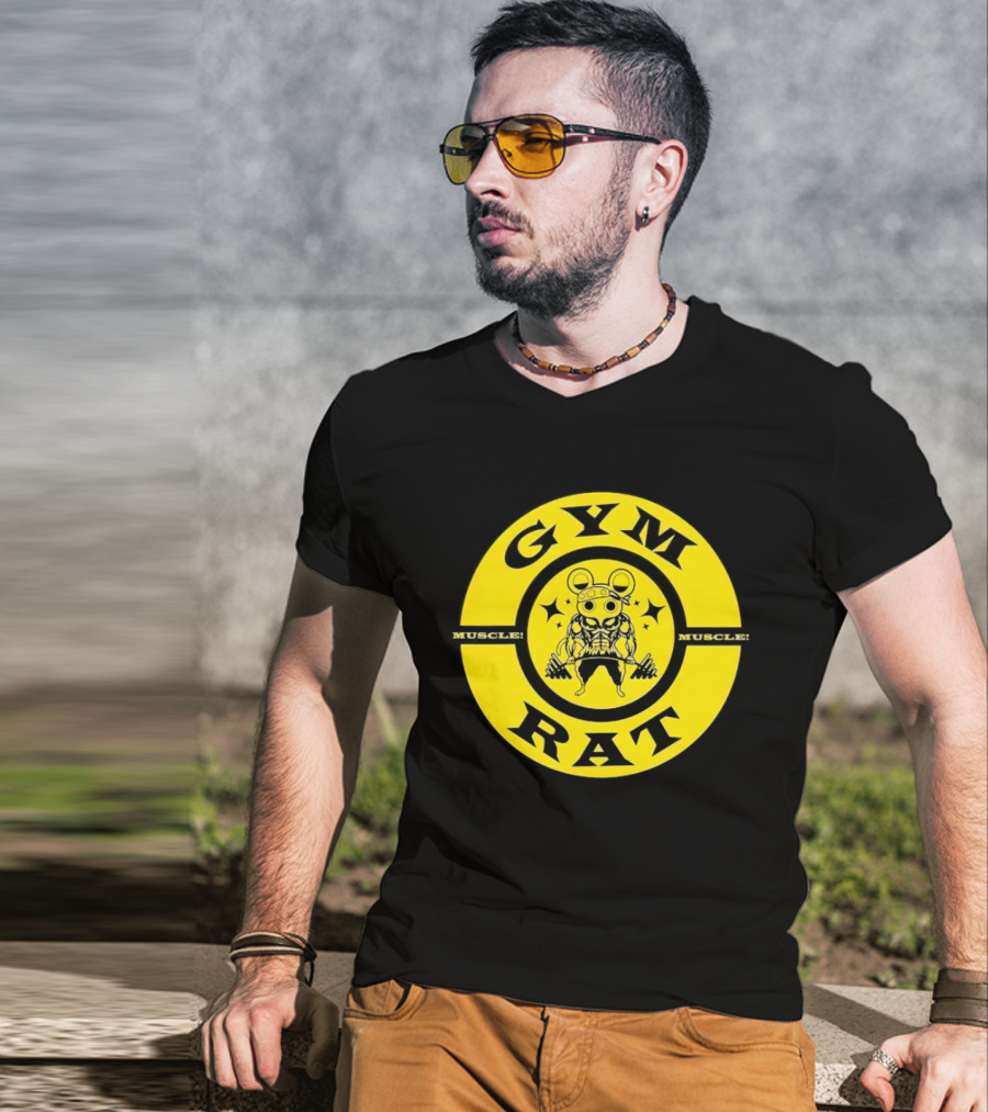 Gym Rat Muscle Fitness Workout Bodybuilding Mouse T-Shirt