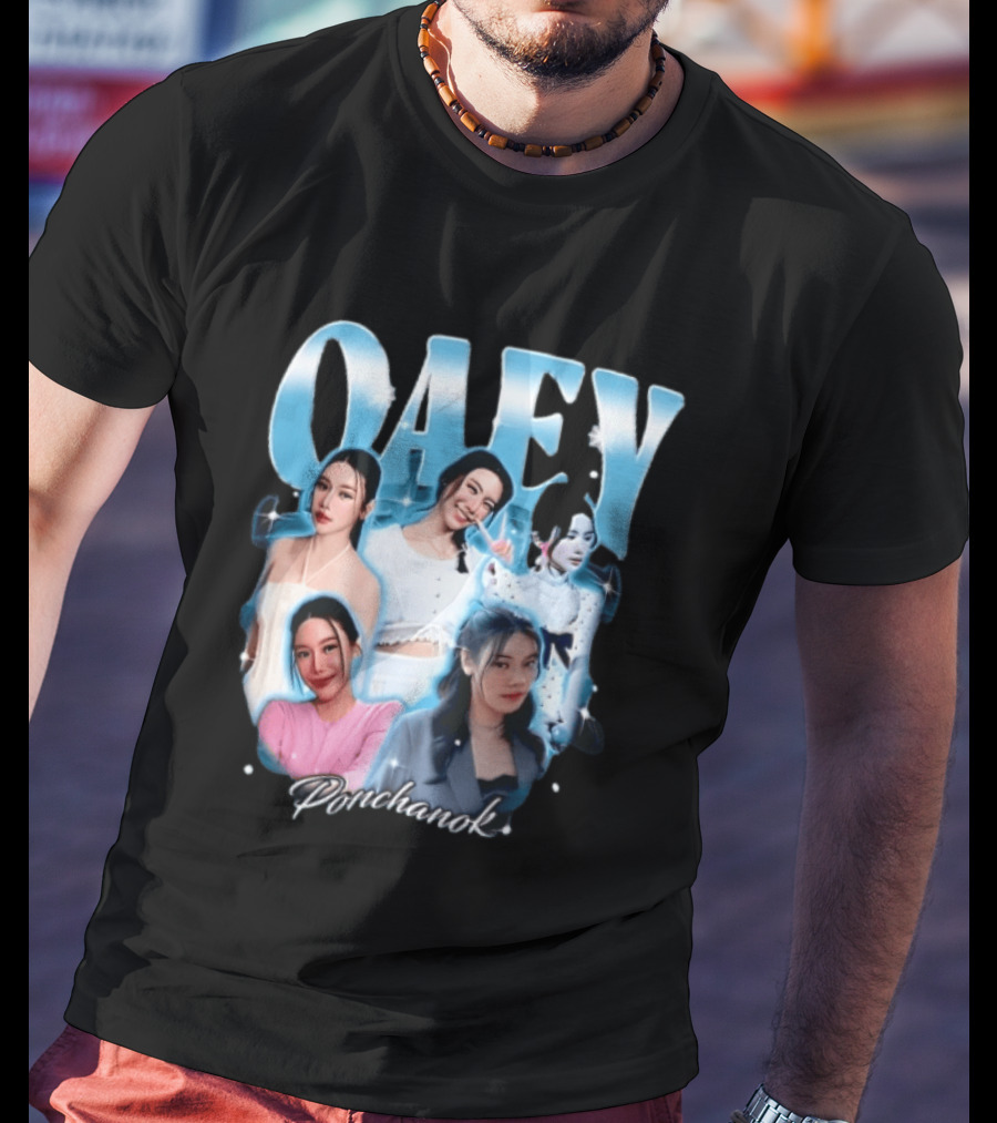 Oaey Ponchanok Woman Collage Blue Aura Sparkles Bootleg T-Shirt