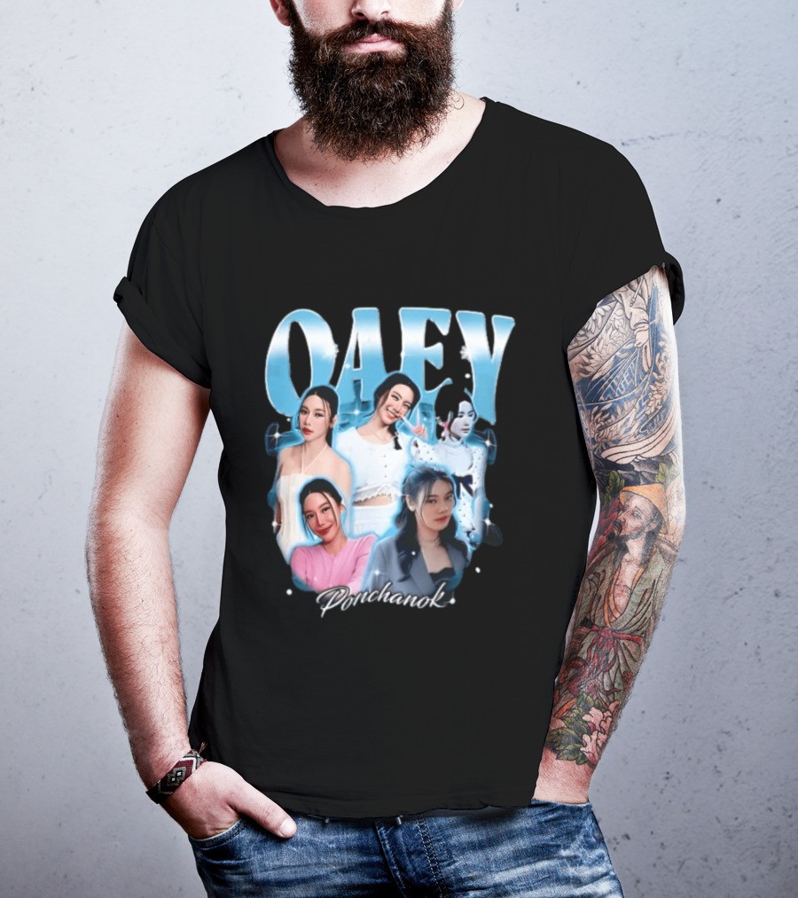 Oaey Ponchanok Woman Collage Blue Aura Sparkles Bootleg T-Shirt