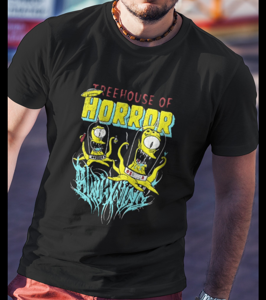 Treehouse Of Horror Kang Kodos Aliens Tentacles Distressed Cartoon T-Shirt