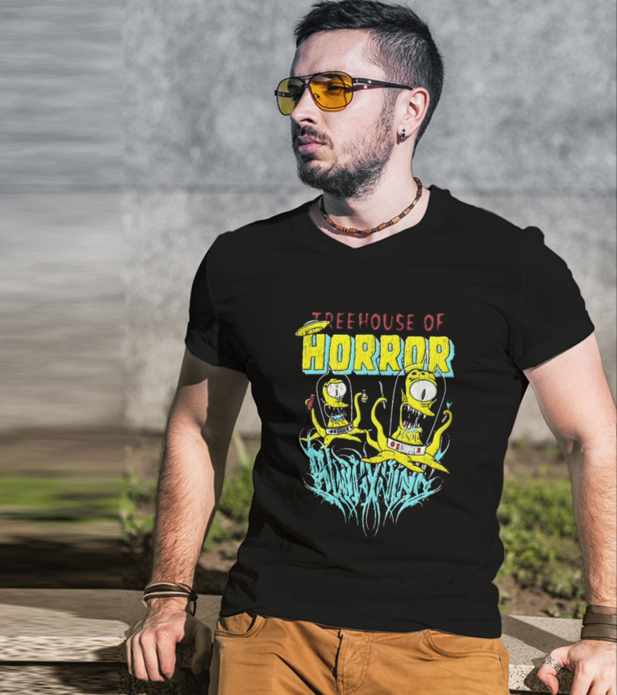 Treehouse Of Horror Kang Kodos Aliens Tentacles Distressed Cartoon T-Shirt