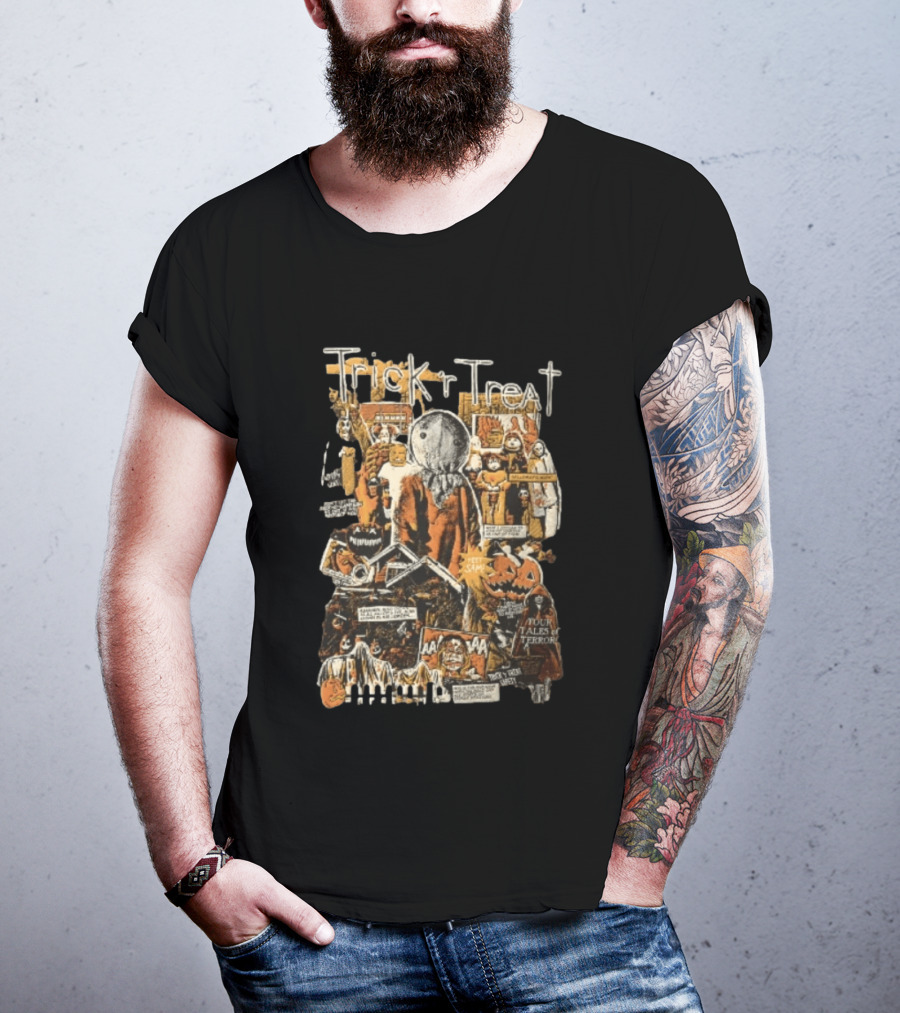 Trick R Treat Sam Halloween Four Tales Of Terror Horror Comic Collage T-Shirt