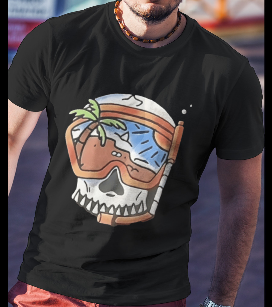 Tropical Island Snorkel Skull Beach Ocean Vacation Summer Fun T-Shirt
