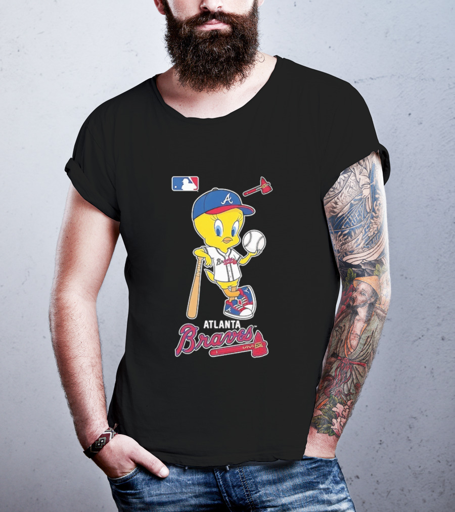 MLB Atlanta Braves Tweety Bird Baseball Bat And Ball T-Shirt