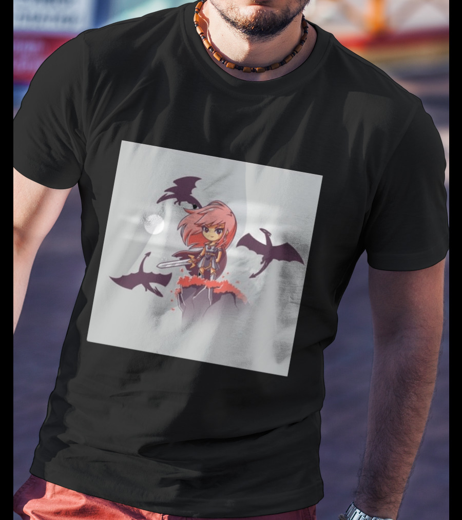 Princesse Guerrière Nerdy Anime Warrior With Sword And Dragons T-Shirt