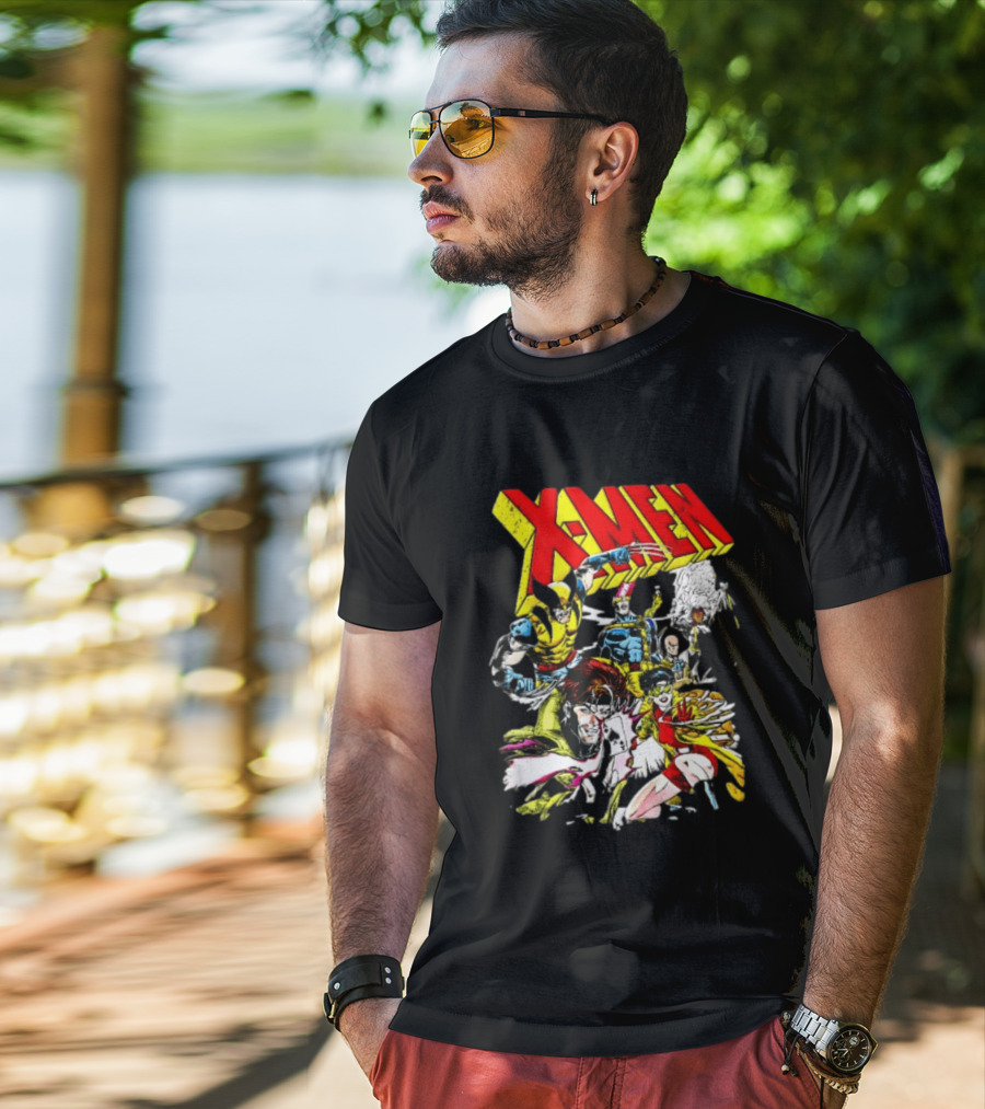 X Men Wolverine Gambit Jubilee Cyclops Storm Classic Comic Characters Distressed T-Shirt