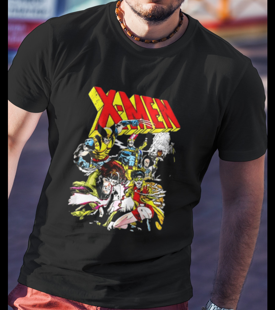 X Men Wolverine Gambit Jubilee Cyclops Storm Classic Comic Characters Distressed T-Shirt