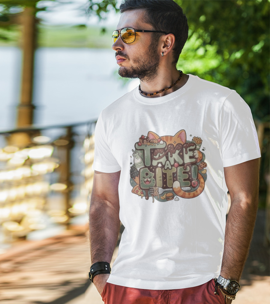 Take A Bite Tabitha's Choice Catnip Tea Pizza Cookies Fries Cat Burger T-Shirt