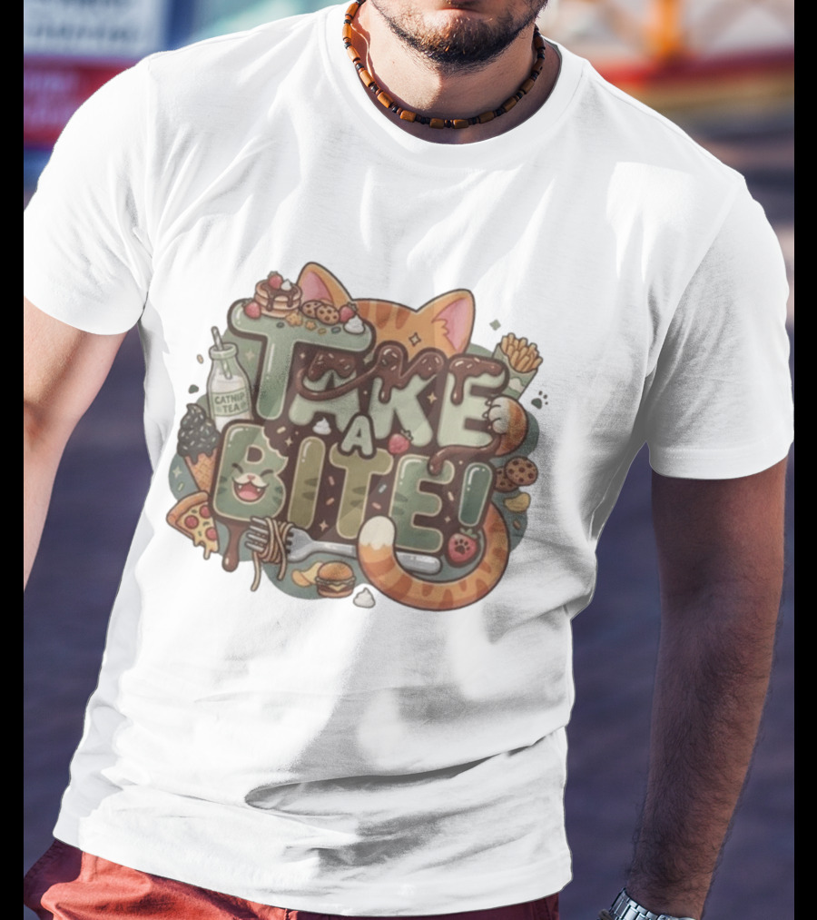 Take A Bite Tabitha's Choice Catnip Tea Pizza Cookies Fries Cat Burger T-Shirt