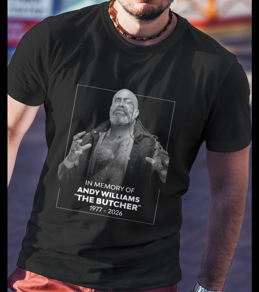 Andy Williams The Butcher AEW Memorial 1977 2026 In Memory T-Shirt