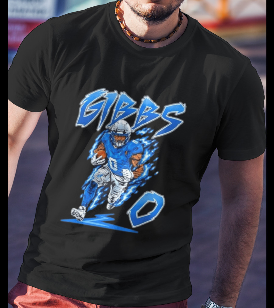 Gibbs No 0 Detroit Lions Football Player Action T-Shirt
