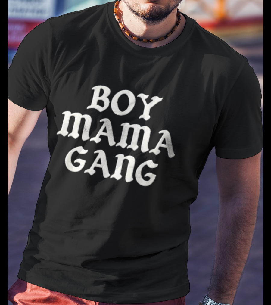 Boy Mama Gang Cream Off White Groovy Serif T-Shirt