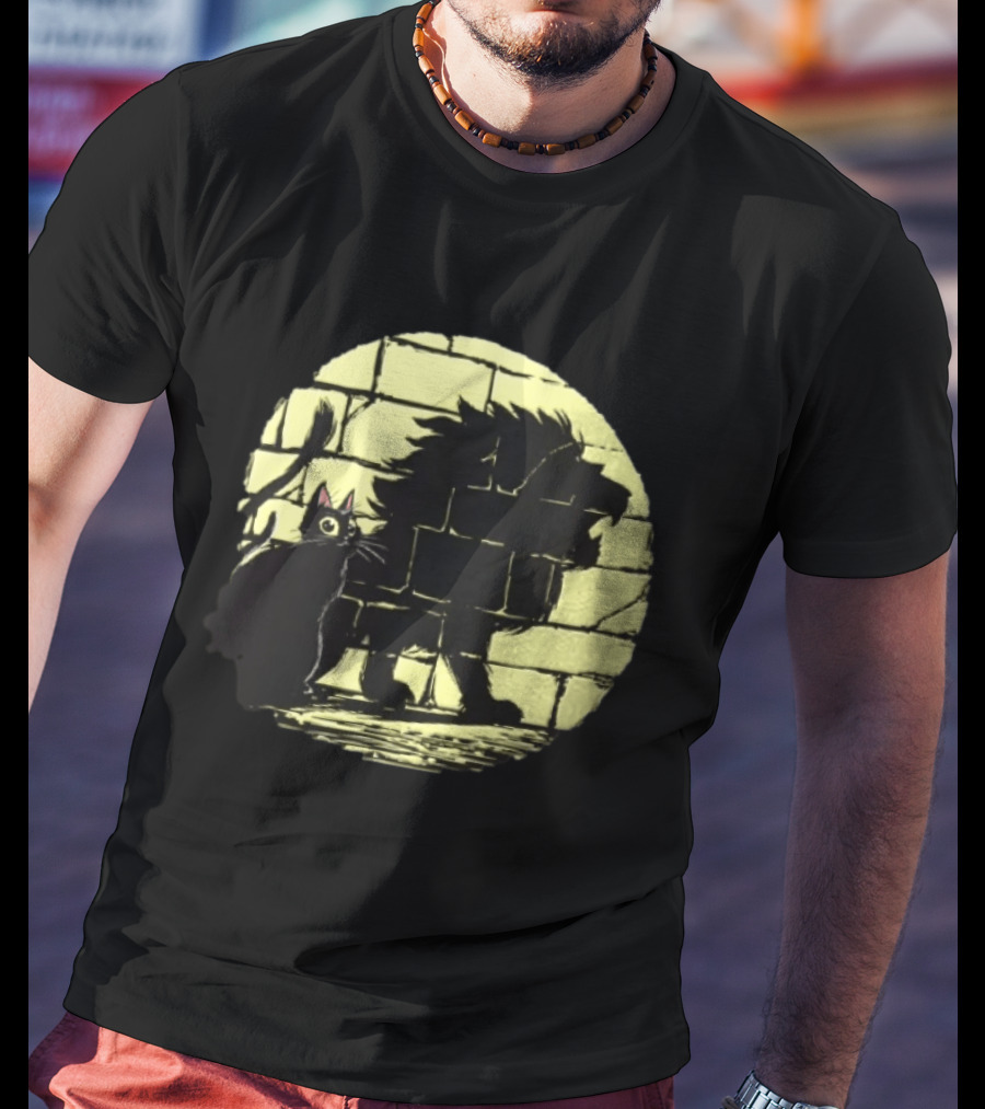 Lion Shadow Black Cat Courageous Kitten Moon T-Shirt