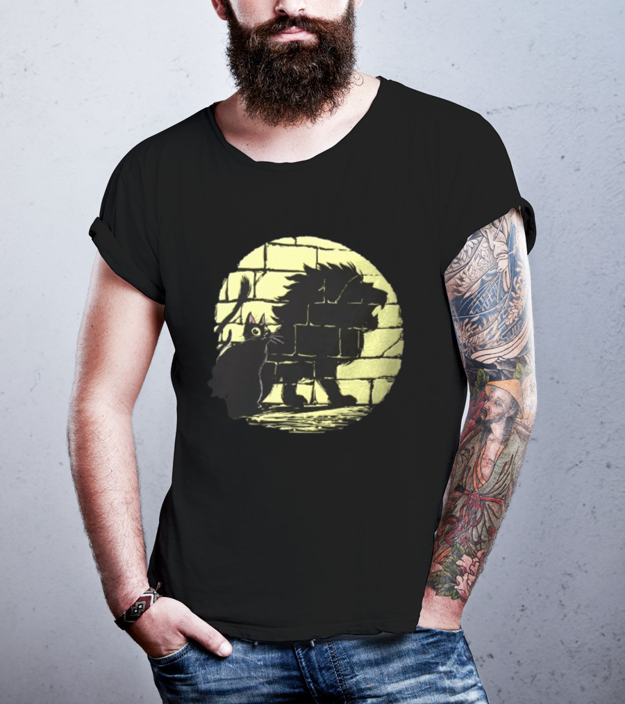 Lion Shadow Black Cat Courageous Kitten Moon T-Shirt