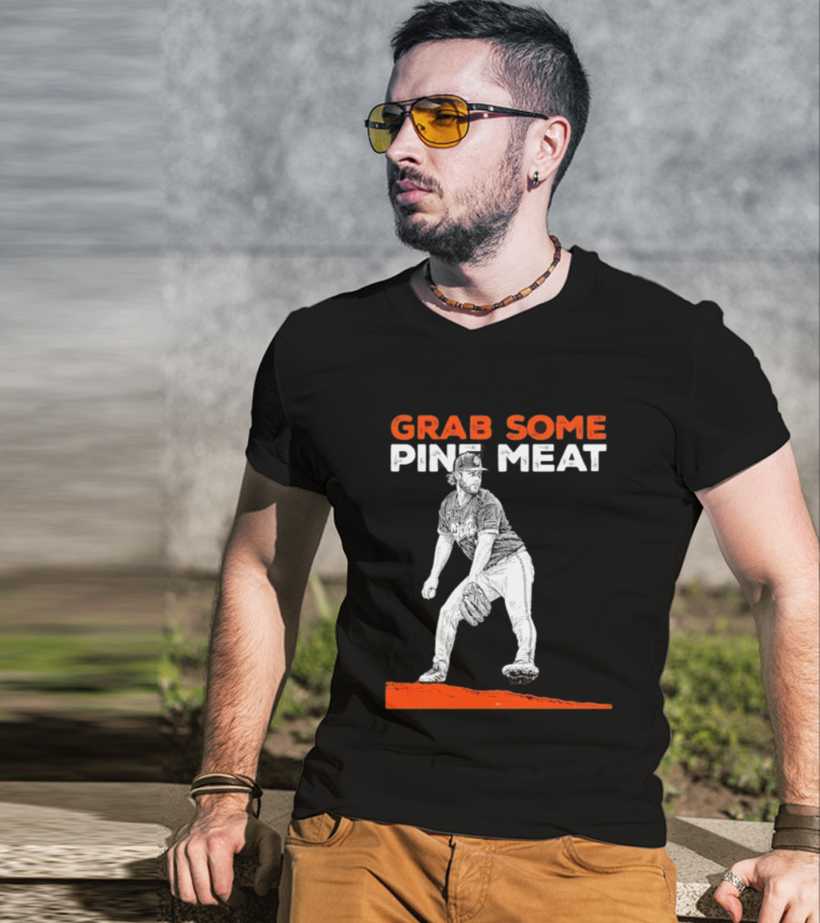 Grab Some Pine Meat SF Giants Mike Krukow Pitching T-Shirt