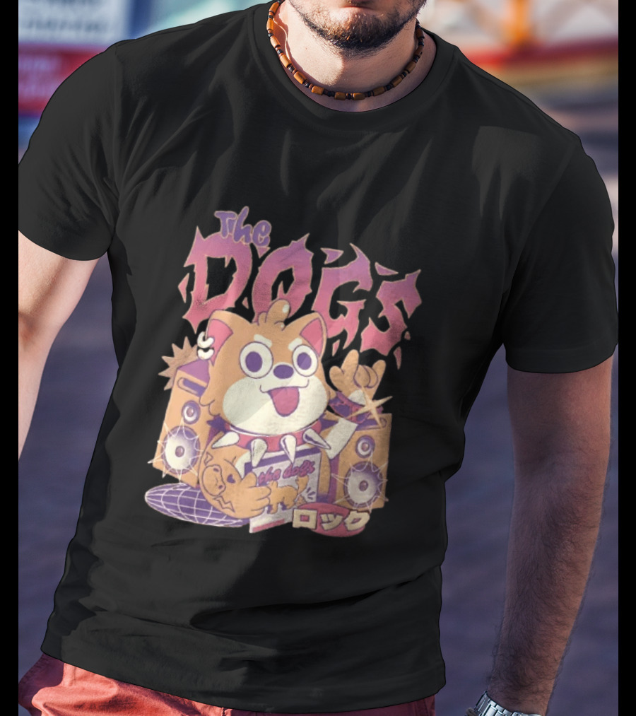 The Dogs Rock Shiba Inu Puppy Punk Rock Music Band With Speakers T-Shirt