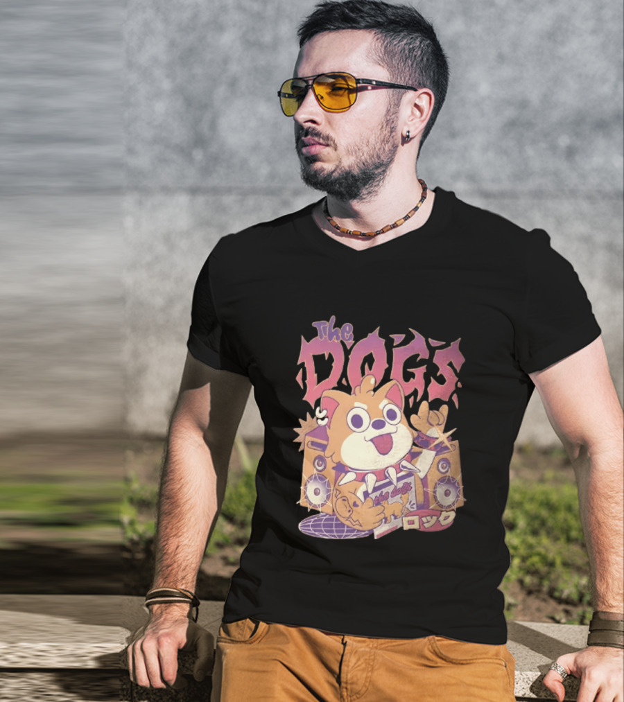 The Dogs Rock Shiba Inu Puppy Punk Rock Music Band With Speakers T-Shirt
