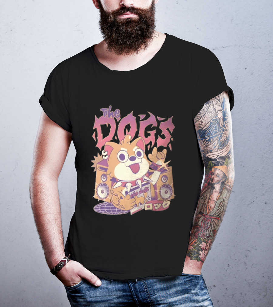 The Dogs Rock Shiba Inu Puppy Punk Rock Music Band With Speakers T-Shirt