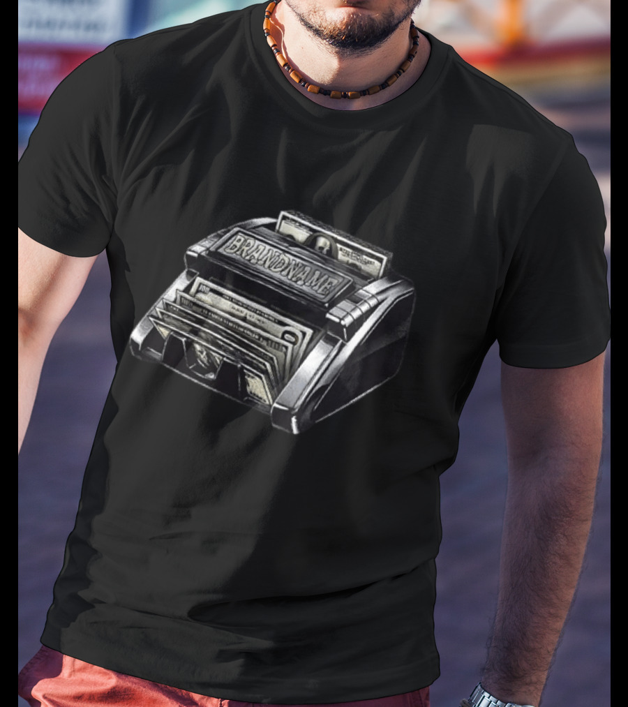 BRANDNAME Money Counter Hundred Dollar Bill Cash Stack Wealth Success T-Shirt