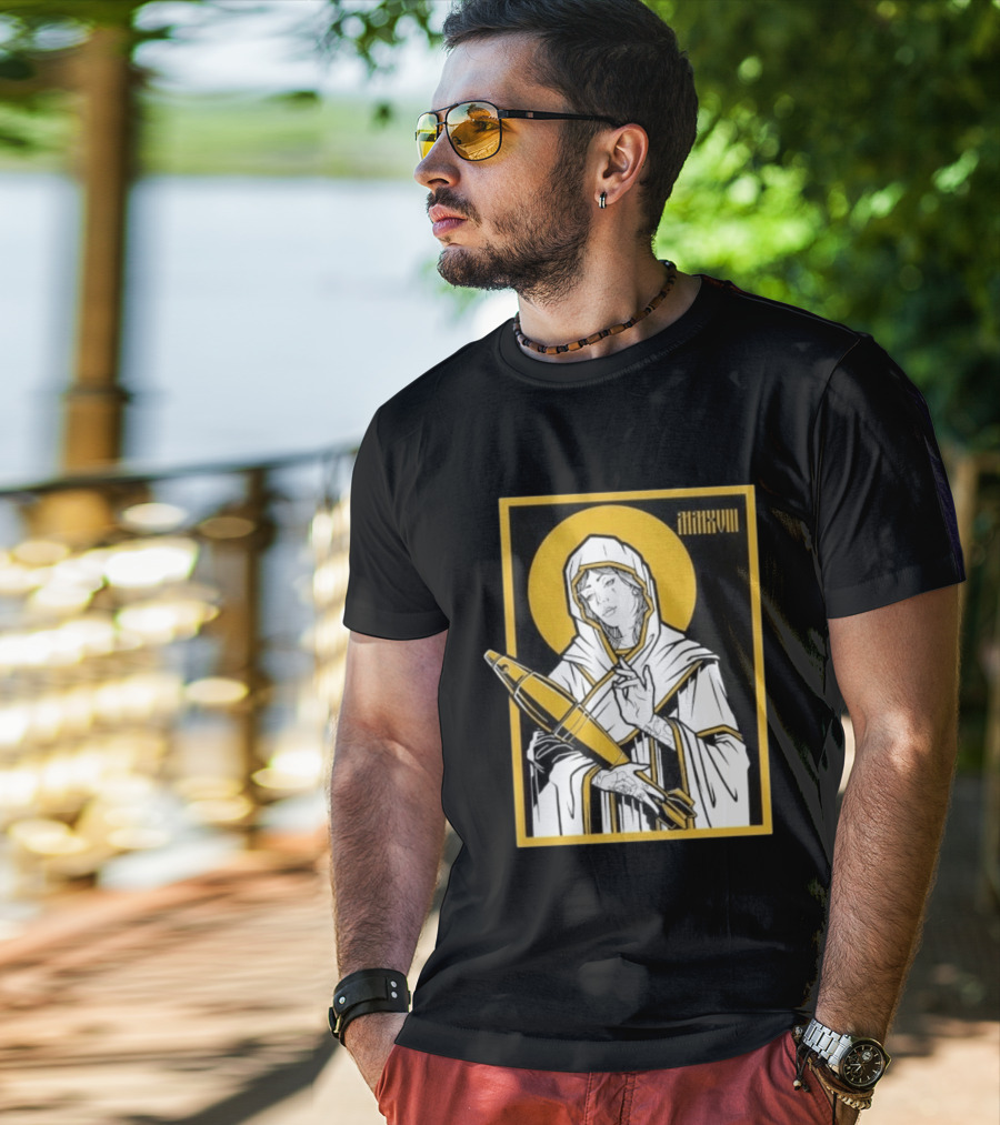 Mortar Mary MMXVIII Religious Iconography Halo And Missile T-Shirt