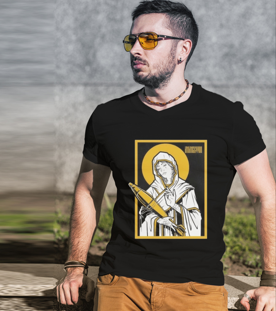 Mortar Mary MMXVIII Religious Iconography Halo And Missile T-Shirt
