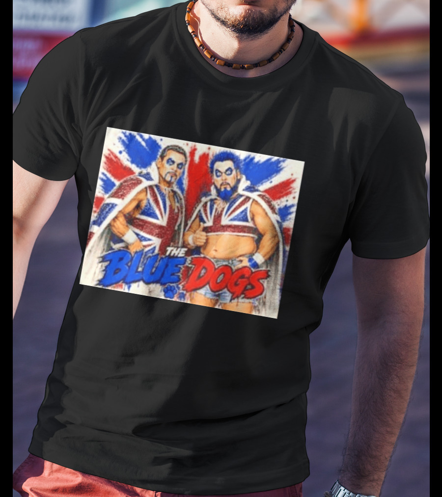 Dynamite Kid The Blue Dogs British Wrestling Union Jack Explosion T-Shirt