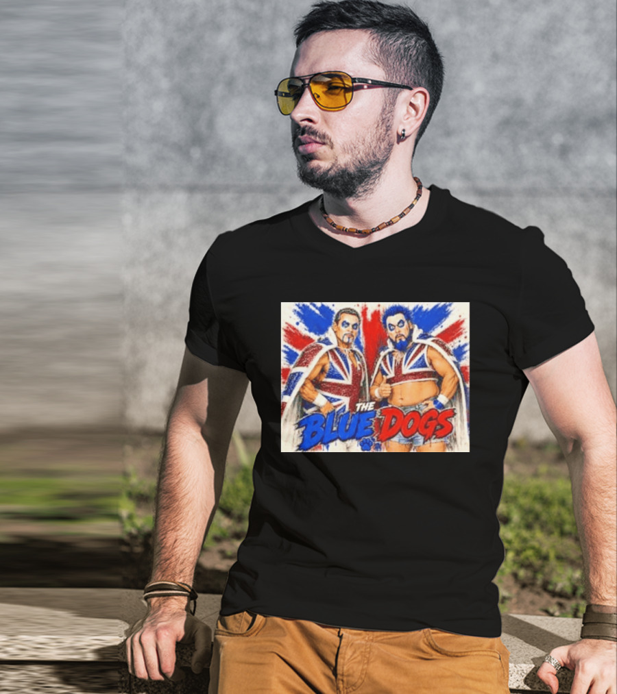 Dynamite Kid The Blue Dogs British Wrestling Union Jack Explosion T-Shirt