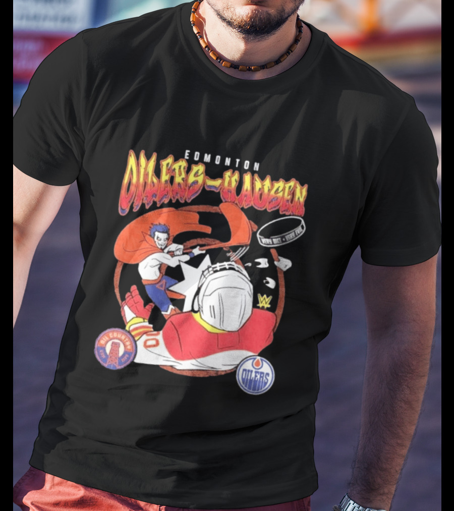 Edmonton Oilers Hausen Very Nice Very Evil WWE Summer Tour T-Shirt
