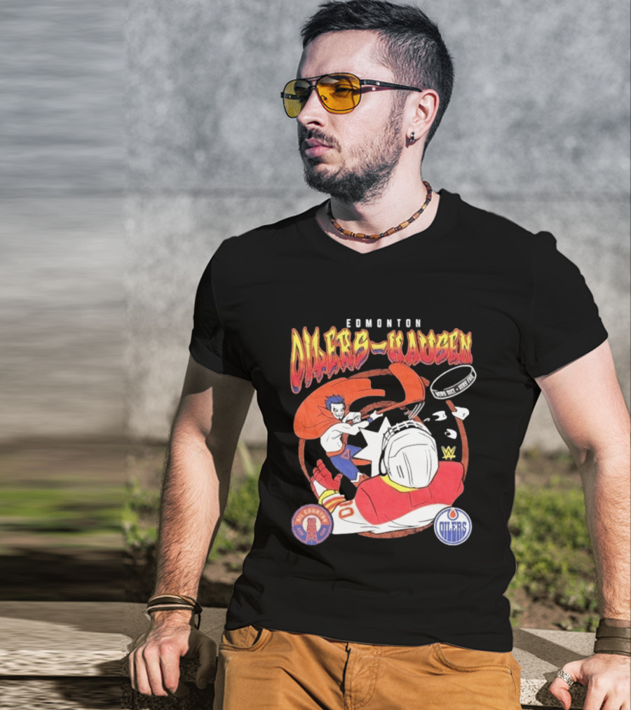 Edmonton Oilers Hausen Very Nice Very Evil WWE Summer Tour T-Shirt