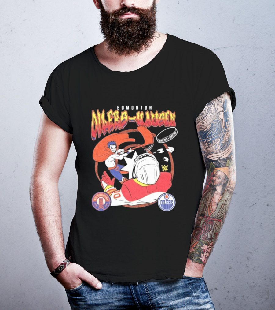 Edmonton Oilers Hausen Very Nice Very Evil WWE Summer Tour T-Shirt