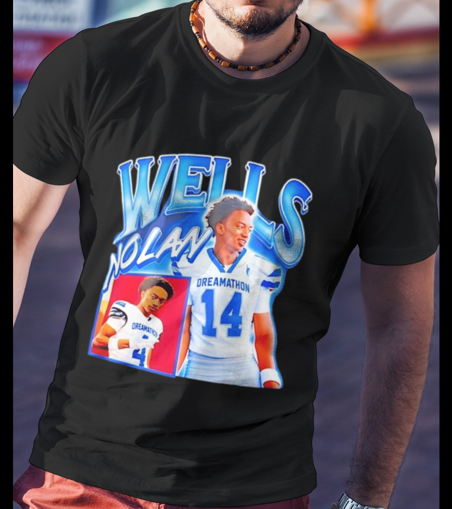 Nolan Wells Dreamathon 14 Blue Football Athletic T-Shirt