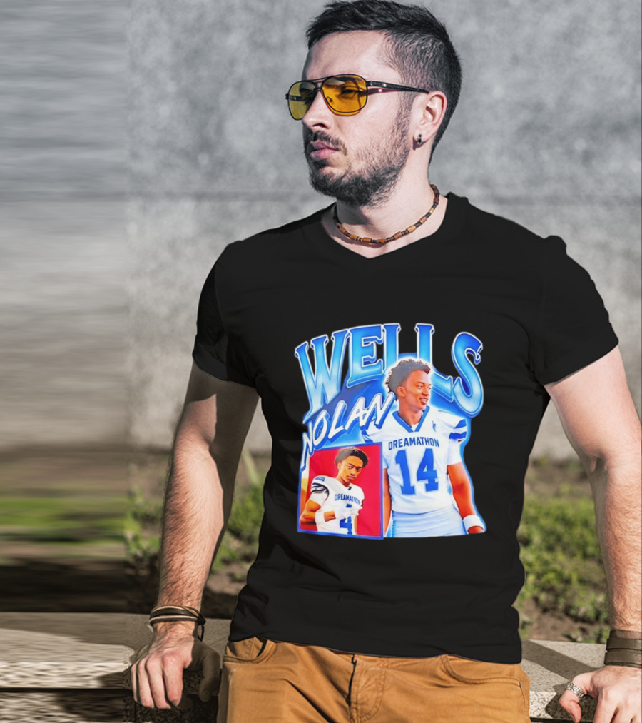 Nolan Wells Dreamathon 14 Blue Football Athletic T-Shirt