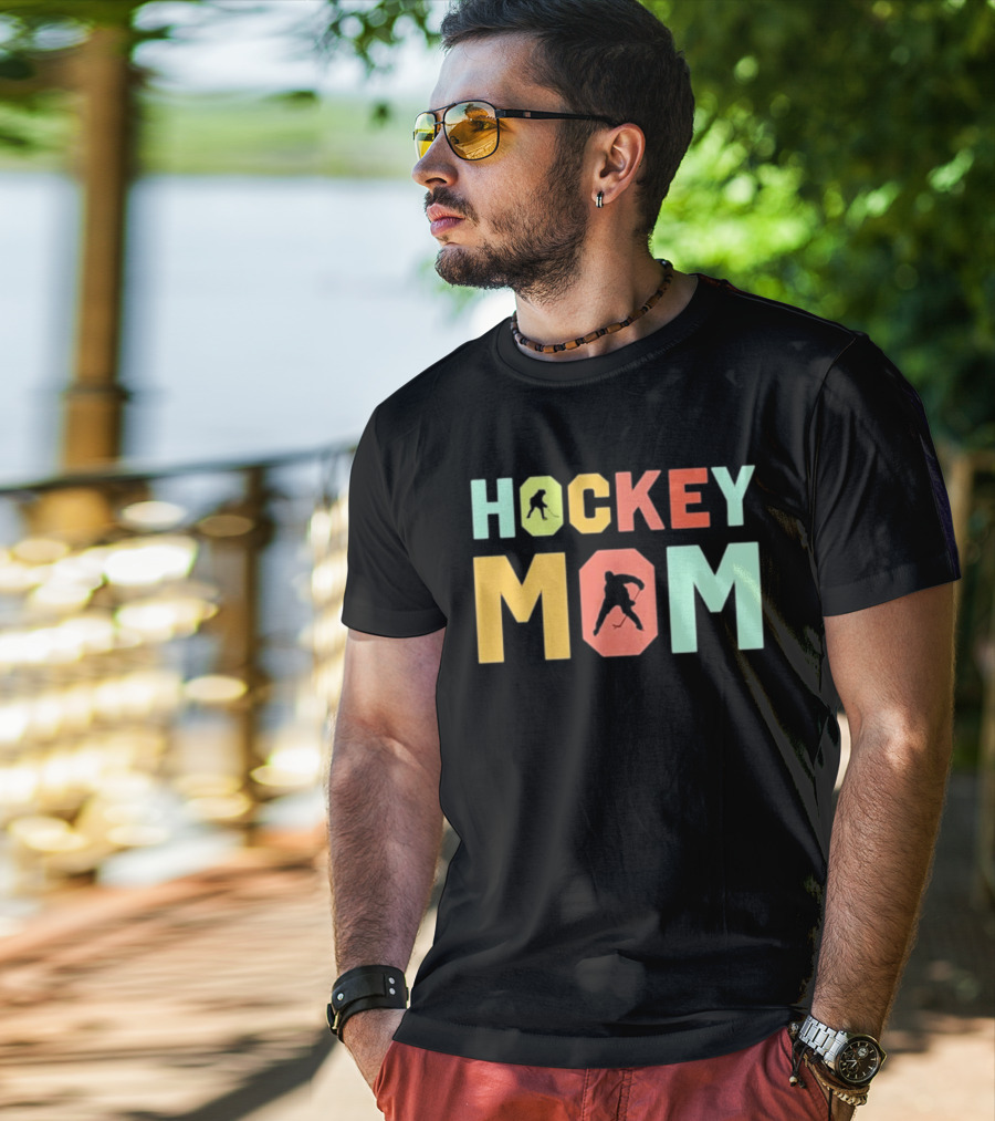 Hockey Mom Mother's Day Skating Silhouette Multicolor T-Shirt