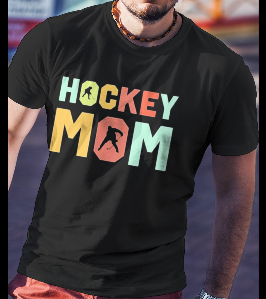 Hockey Mom Mother's Day Skating Silhouette Multicolor T-Shirt