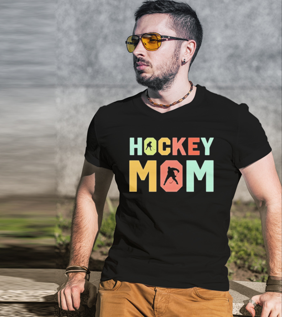 Hockey Mom Mother's Day Skating Silhouette Multicolor T-Shirt