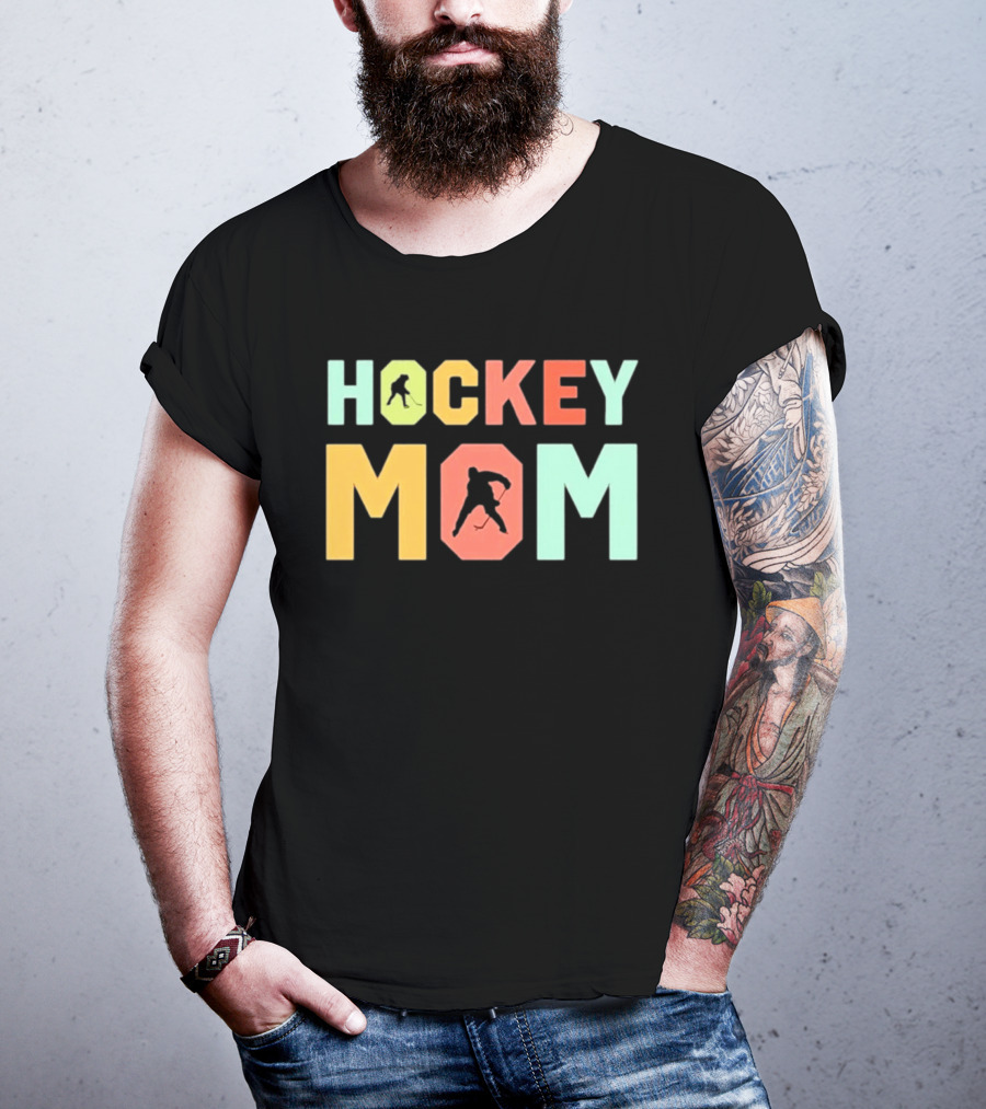 Hockey Mom Mother's Day Skating Silhouette Multicolor T-Shirt