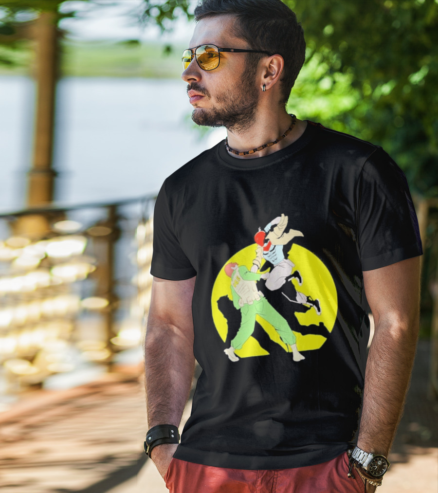 Red Hood Versus Ice Soldier Combat Action Scene T-Shirt