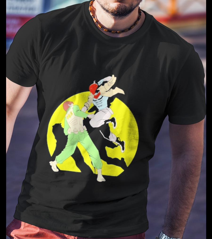 Red Hood Versus Ice Soldier Combat Action Scene T-Shirt