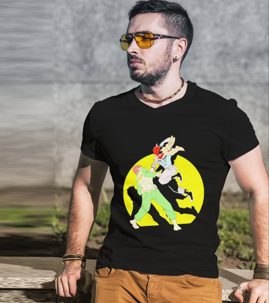 Red Hood Versus Ice Soldier Combat Action Scene T-Shirt