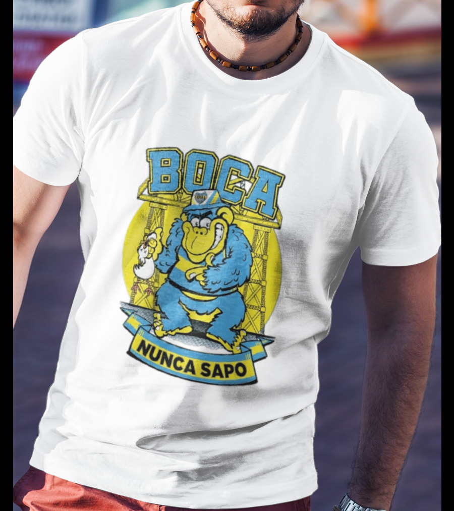 Boca Juniors Gorilla Wearing Cap Holding Chicken Boca Nunca Sapo T-Shirt